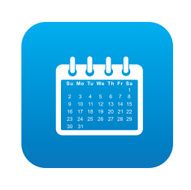 Calendar symbol design on blue button clean vector