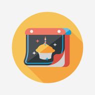 birthday calendar flat icon with long shadow eps10 N2