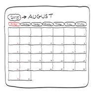august 2015 planning calendar doodles hand drawn
