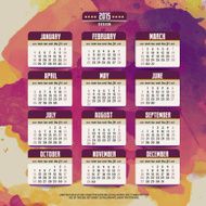 Calendar with watercolor paint 2015 design English Sunday star N2