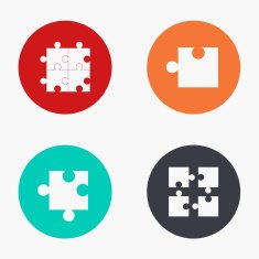 Vector modern puzzle colorful icons set