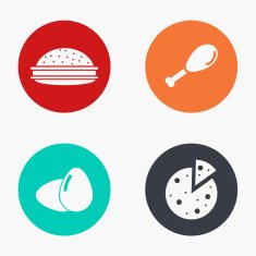 Vector modern food colorful icons set