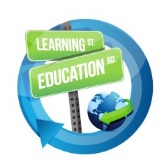 Learning education road sign illustration design