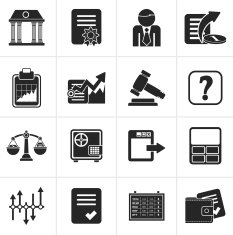 Black Stock exchange and finance icons