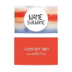 blue and red business card vector watercolor