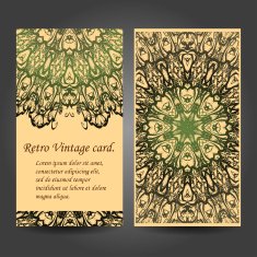 Set retro business card Card or invitation Vintage decorative elements