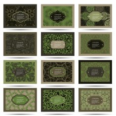 Set retro business card Card or invitation Vintage decorative elements N3