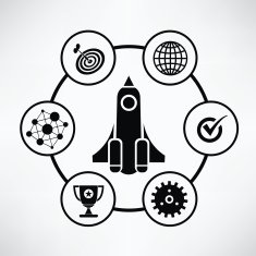 Rocket business start up info graphic design clean vector