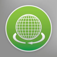 Global icon on green button clean vector