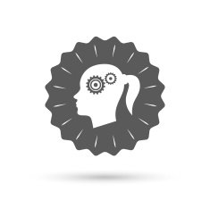 Head with gears sign icon Female woman head N2