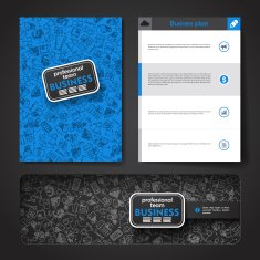 Vector template with hand drawn doodles business theme