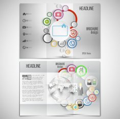 Vector set of tri-fold brochure design template on both N18