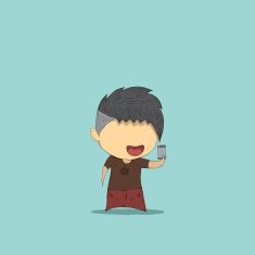 Male teens playing with phone drawing by hand vector
