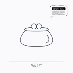 Vintage wallet icon Cash money bag sign N6
