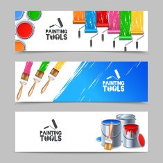 Painting Tools Banners Set