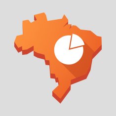 Orange Brazil map with a pie chart