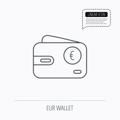 Euro wallet icon EUR cash money bag sign