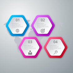 Vector illustration infographics four hexagon