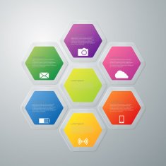 Vector illustration infographics hexagons with shadows