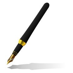 Realistic illustration gold ink pen