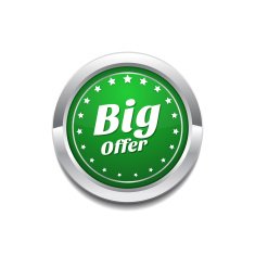 Big Offer Green Vector Icon Button