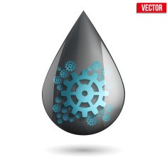 Oil drop symbol with gears cogs