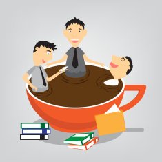 coffee time businessman relaxing in cup vector illustra