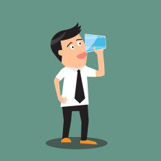cartoon businessman drink water vector illustration