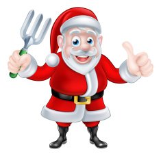 Cartoon Santa Holding Fork and Giving Thumbs Up