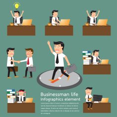 Businessman life and show daily happening infographics ro