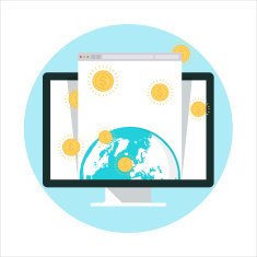 Pay per click international business theme flat style colorfu