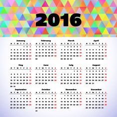 Calendar 2016 template design with header picture starts monday N49