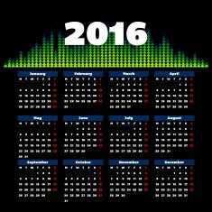 Calendar 2016 template design with header picture starts monday N60