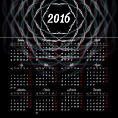 Calendar 2016 template design with header picture starts monday N66