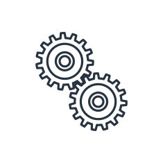 outline icon of two gears