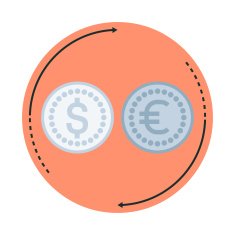 Money converter flat style colorful vector icon for info graph