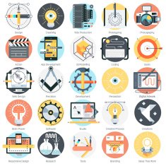 Design and production theme flat style colorful vector icon s N2