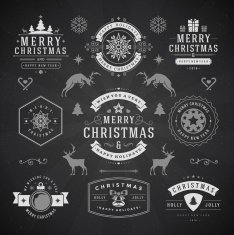 Merry Christmas And Happy New Year Wishes Typographic Labels N4