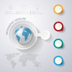 Abstract 3D digital illustration Infographic with world map Can N4