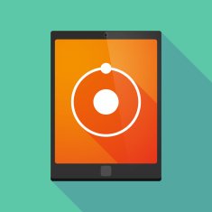 Tablet pc icon with an atom