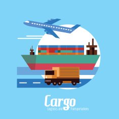 Cargo Logistics and transportation flat design elements vecto