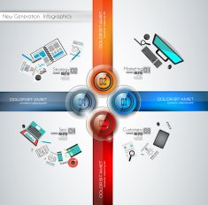 Infographics modern template to classify data and informations N8
