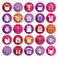 Gift boxes icons isolated on white background vector set