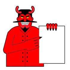 Satan keeps white blank sheet of paper Devil and document