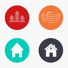 Vector modern real estate colorful icons set