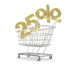 discount 25 shopping cart on white background N2