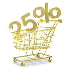 discount 25 shopping cart on white background N3