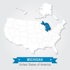 Michigan state USA administrative map