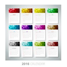 Design Geometrical calendar of 2016 Vector eps10