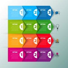 One two three Set of three version infographics vector